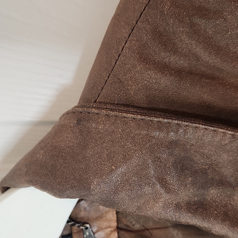 Fidelity leather fringe crop jacket vintage 80's biker moto western - Picture 10 of 16